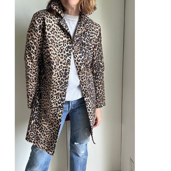 Y2K Leopard Print Coat Size Small Lightweight Pockets Midi Fit Bratz Era - Picture 9 of 9